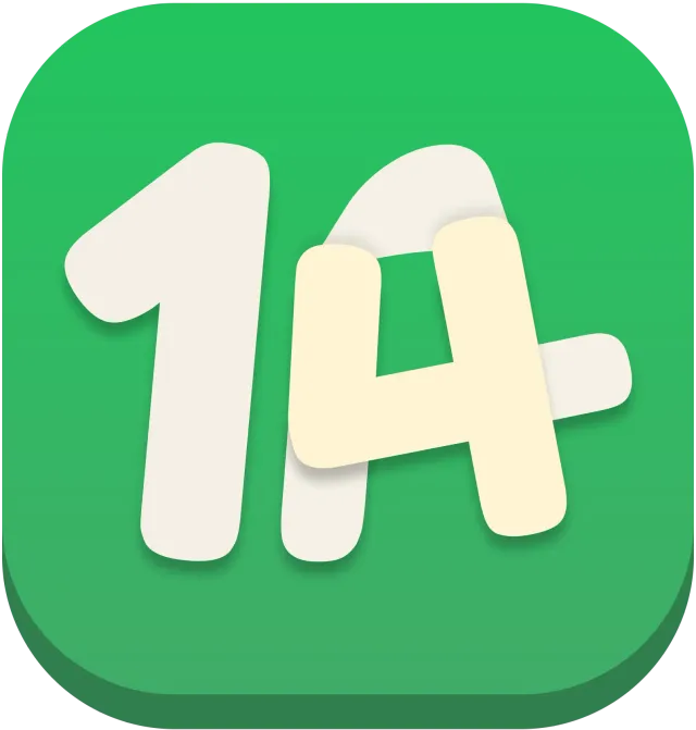 14 Kelime logo, a white 14 on a green rounded square