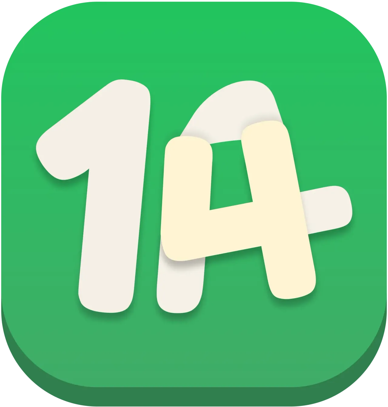 14 Kelime logo, a white 14 on a green rounded square