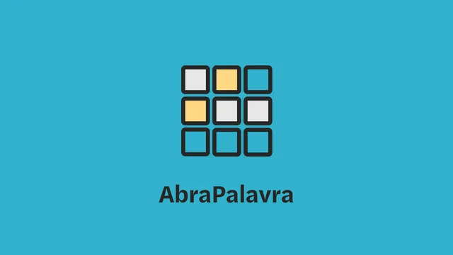 The AbraPalavra logo: a three by three grid of tiles, two of them yellow, above the name on a blue background