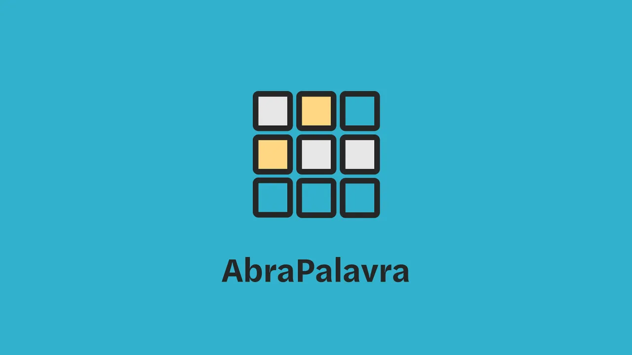 The AbraPalavra logo: a three by three grid of tiles, two of them yellow, above the name on a blue background