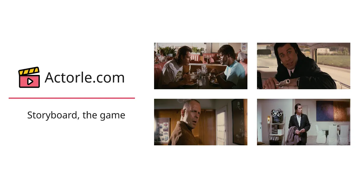 Actorle Storyboard share image with four stills from Pulp Fiction to put in order