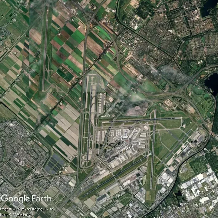 Satellite view of an airport from Airport Guessr