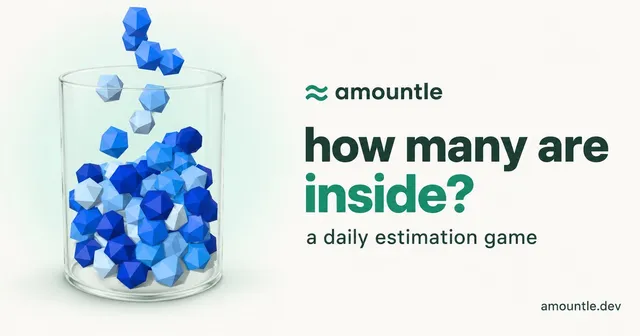 Amountle: blue gems pouring into a glass jar