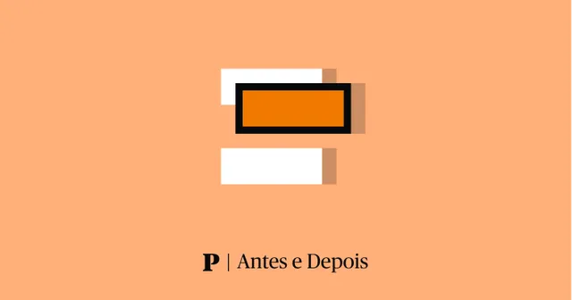 Antes e Depois's own share card: an orange tile between two white bars on an orange background above the words P | Antes e Depois