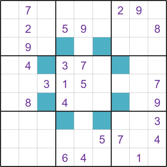 A solved example Anti Knight Sudoku from PuzzleMadness's rules: a full 9x9 grid where no digit repeats a knight's move away
