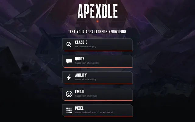 Apexdle menu: Test your Apex Legends knowledge, with the daily Classic, Quote, Ability, Emoji and Pixel modes
