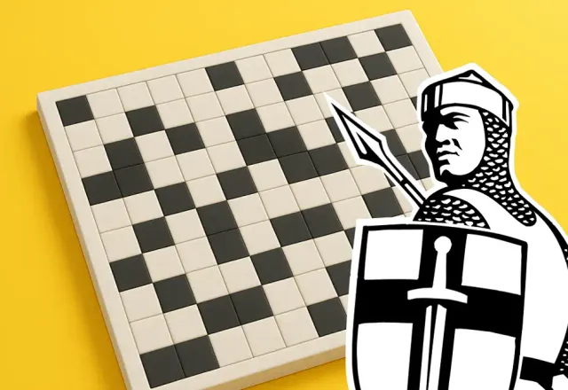 The Arrow Word teaser: a crossword grid with the Express crusader