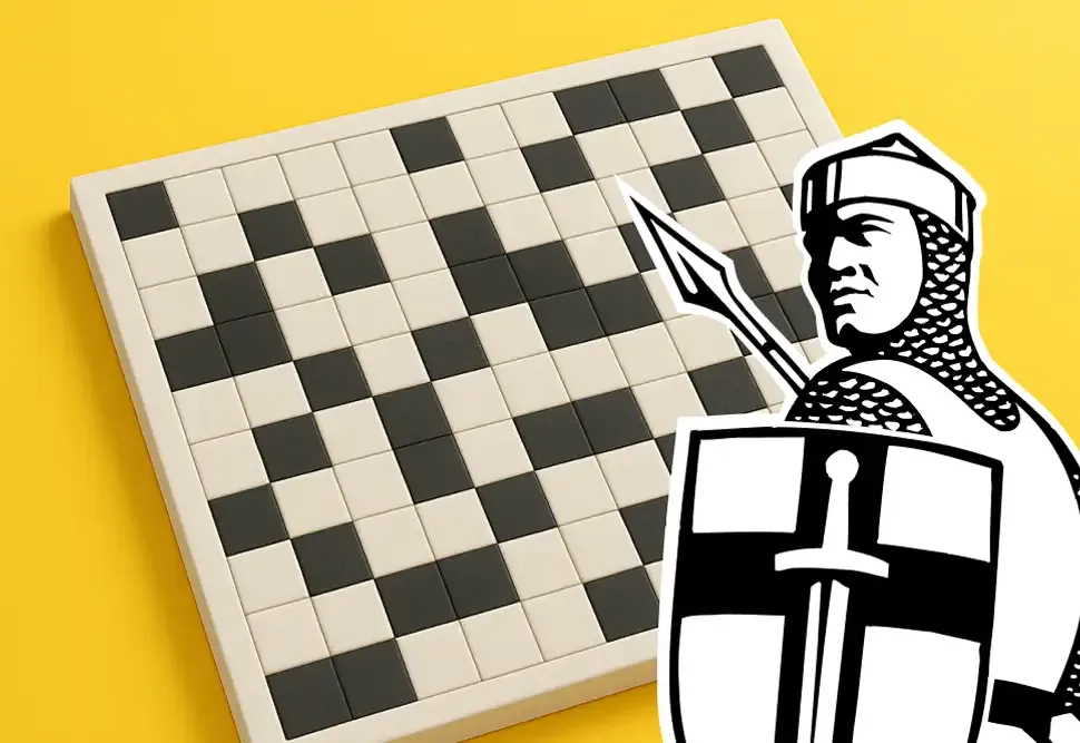 The Arrow Word teaser: a crossword grid with the Express crusader