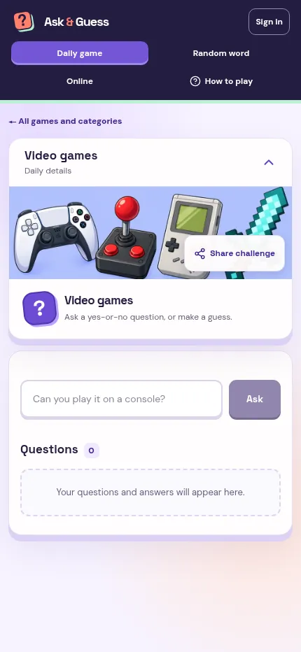 Today's Video games word on a phone