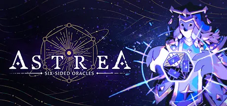 Astrea: Six-Sided Oracles logo and key art from its Steam page: an oracle holding a glowing die against a starry sky