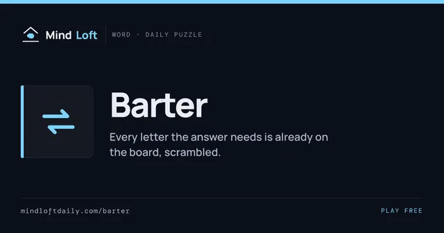 Barter title card from Mind Loft: the game's icon, name and one-line description