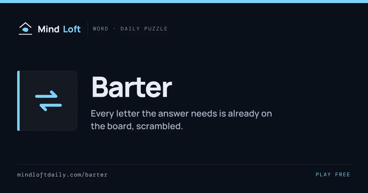 Barter title card from Mind Loft: the game's icon, name and one-line description