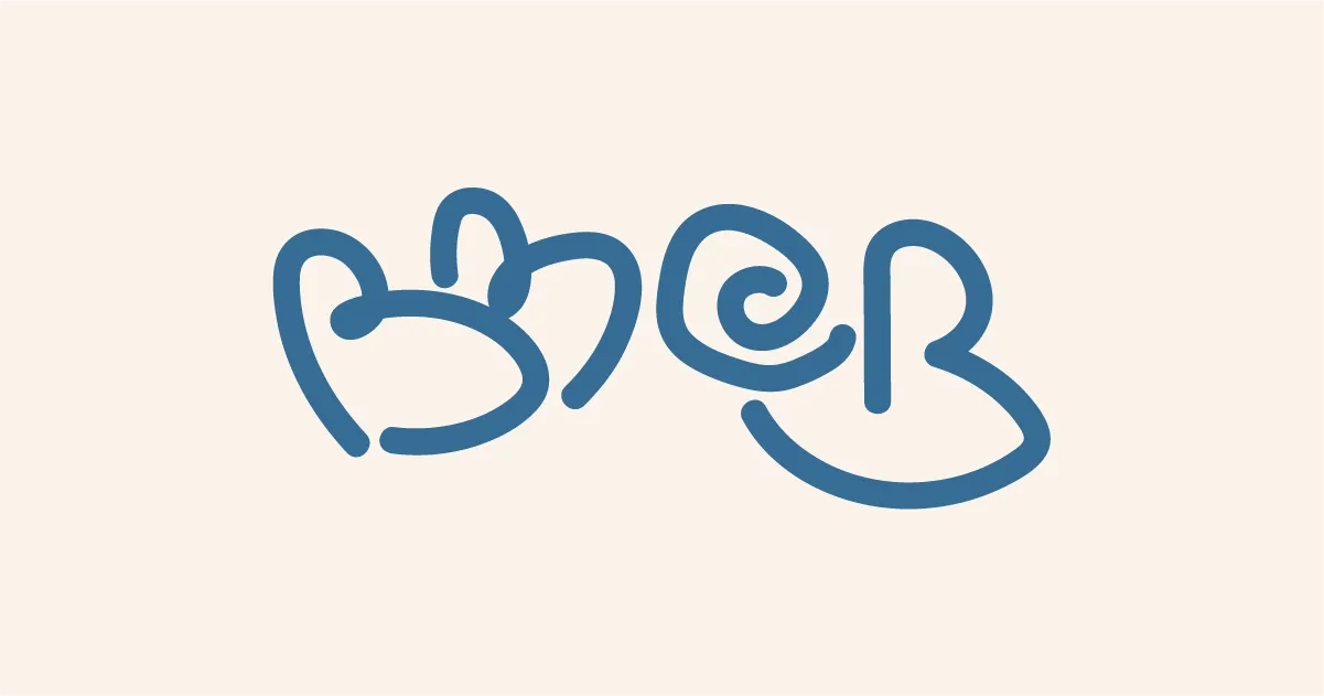 The Beat Me at Boggle logo, BM@B in looping blue letters
