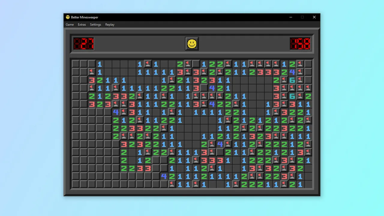Better Minesweeper: a Minesweeper board with stats beside it