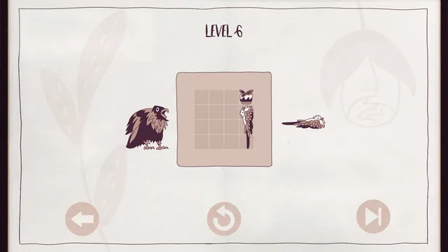 Level 6 of Birds Organized Neatly with a partly filled grid, a parrot placed inside and two birds waiting at the sides