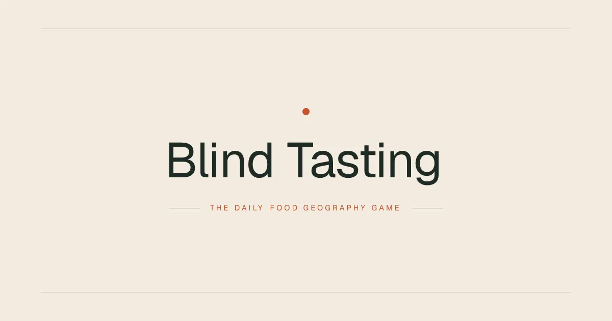 Blind Tasting logo card: the daily food geography game