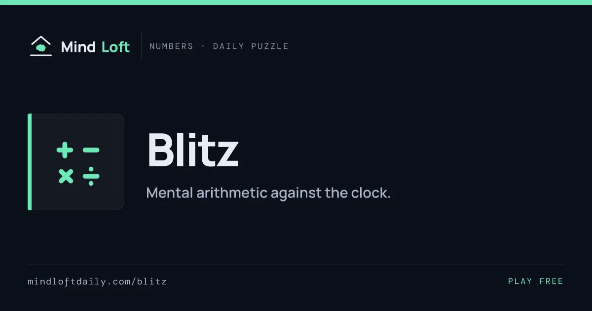 Blitz title card from Mind Loft: the game's icon, name and one-line description