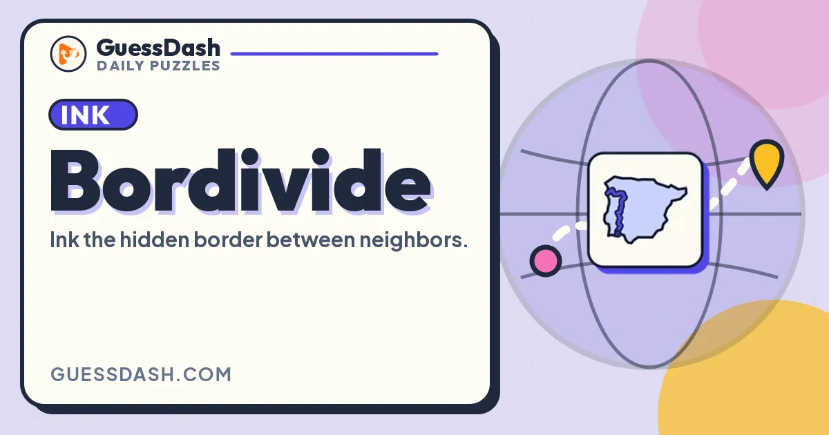 Bordivide share card: Ink the hidden border between neighbors, with a map of Spain and Portugal
