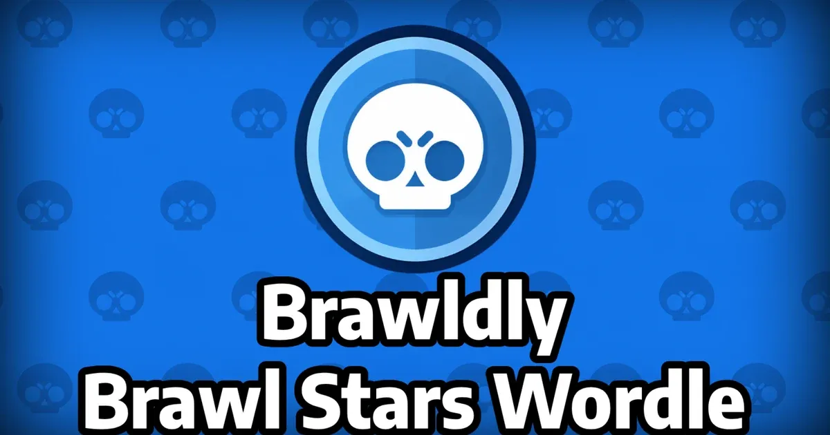 The Brawldly logo, a white skull on a blue badge, titled Brawldly Brawl Stars Wordle