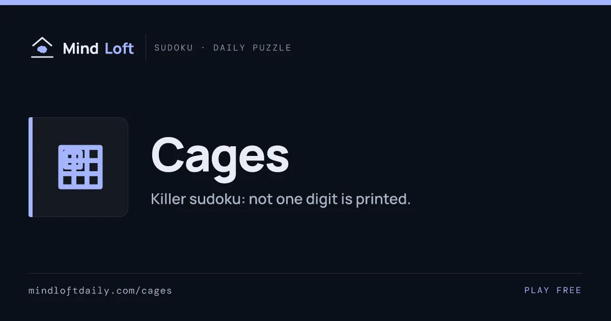 Cages title card from Mind Loft: the game's icon, name and one-line description