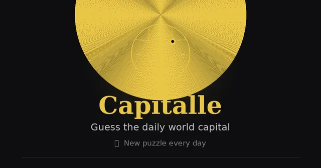 The Capitalle title in gold under a dotted globe, with the words Guess the daily world capital