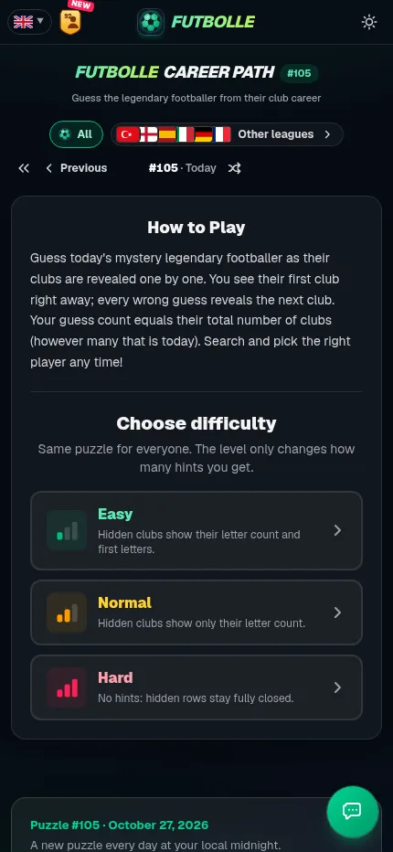 Career Path on a phone: the How to Play card with the Easy, Normal and Hard difficulty buttons before the board