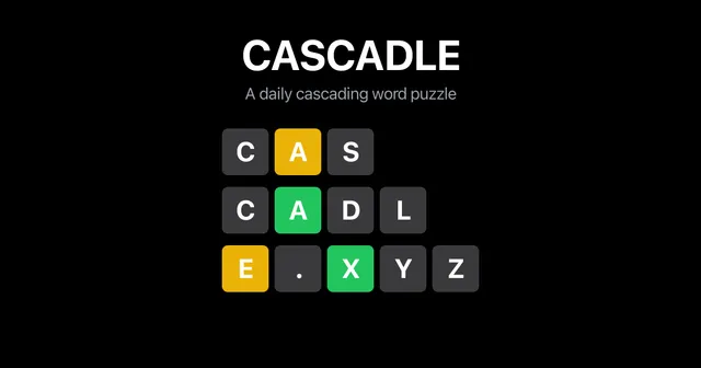 Cascadle, the daily cascading word game