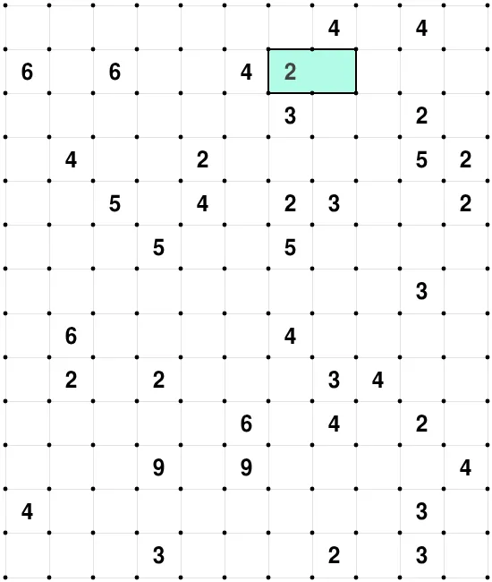 The Mixed CellBlocks grid on PuzzleMadness for 28 October 2026, an 11x13 grid of number clues with one 2-cell rectangle drawn in green