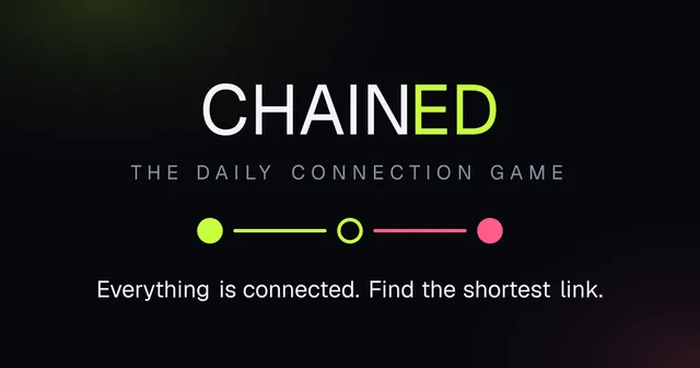 CHAINED title card: the logo, the words The Daily Connection Game, three dots joined by lines and the line Everything is connected. Find the shortest link.