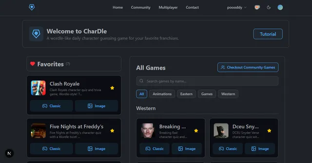 CharDle, the daily character guessing game