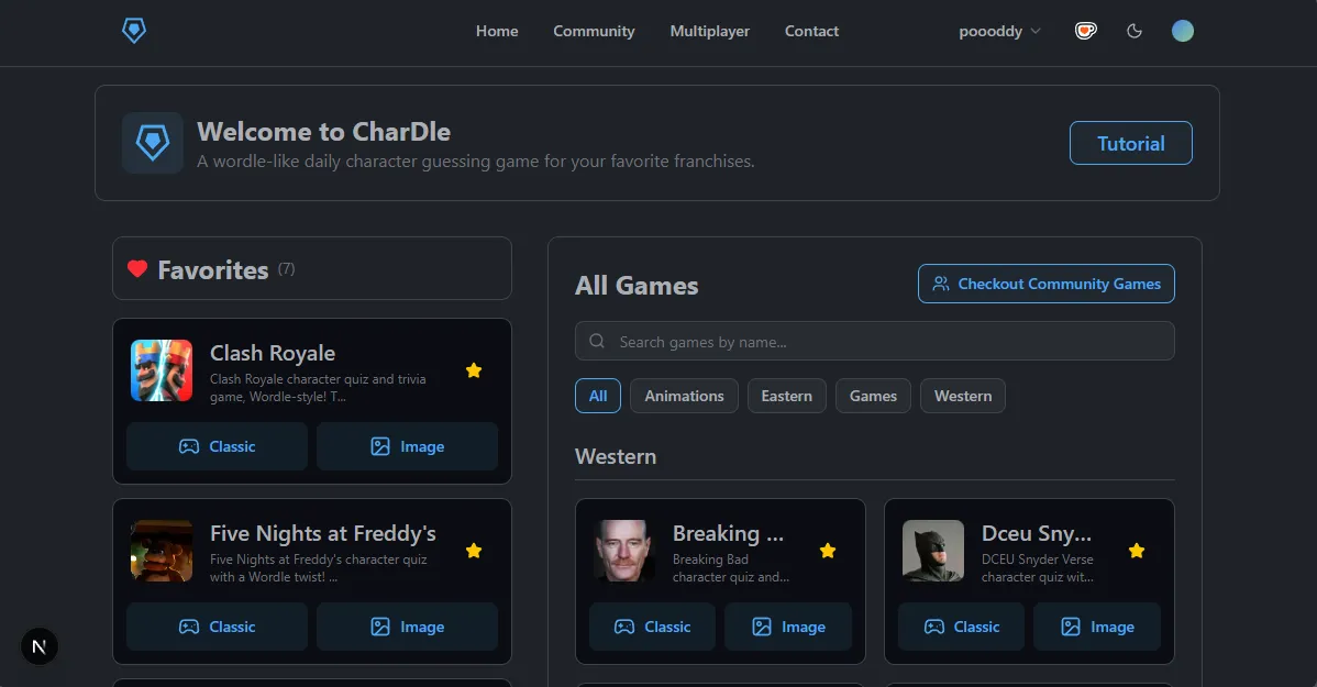 CharDle, the daily character guessing game