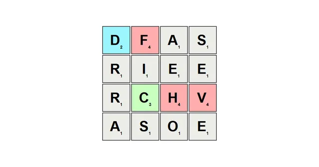 Chiddle's preview picture with a 4x4 grid of letter tiles