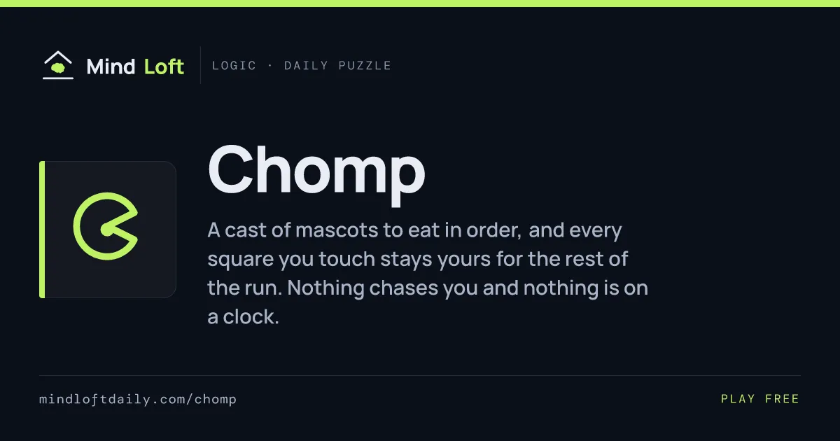 Chomp title card from Mind Loft: the game's icon, name and one-line description