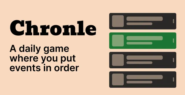 Chronle share image showing a stack of event cards with one marked green