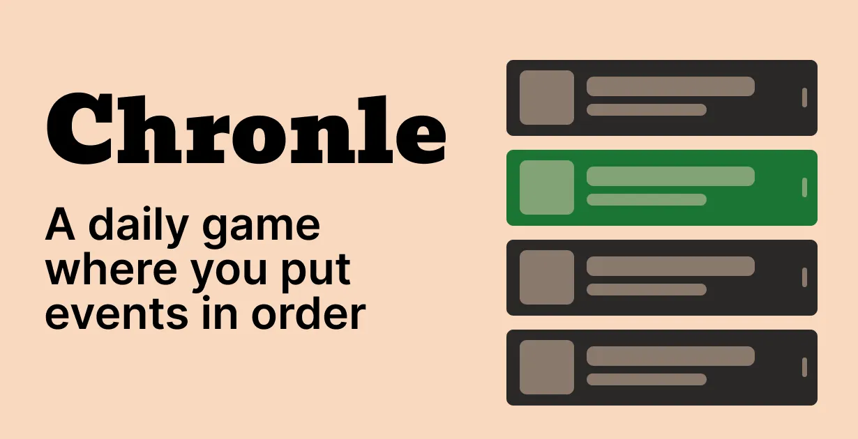 Chronle share image showing a stack of event cards with one marked green