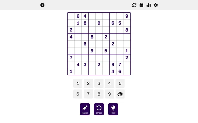 CNN Sudoku in play: the day's 9 by 9 grid with its given digits, a number pad from 1 to 9 and the Notes, Undo and Hint buttons