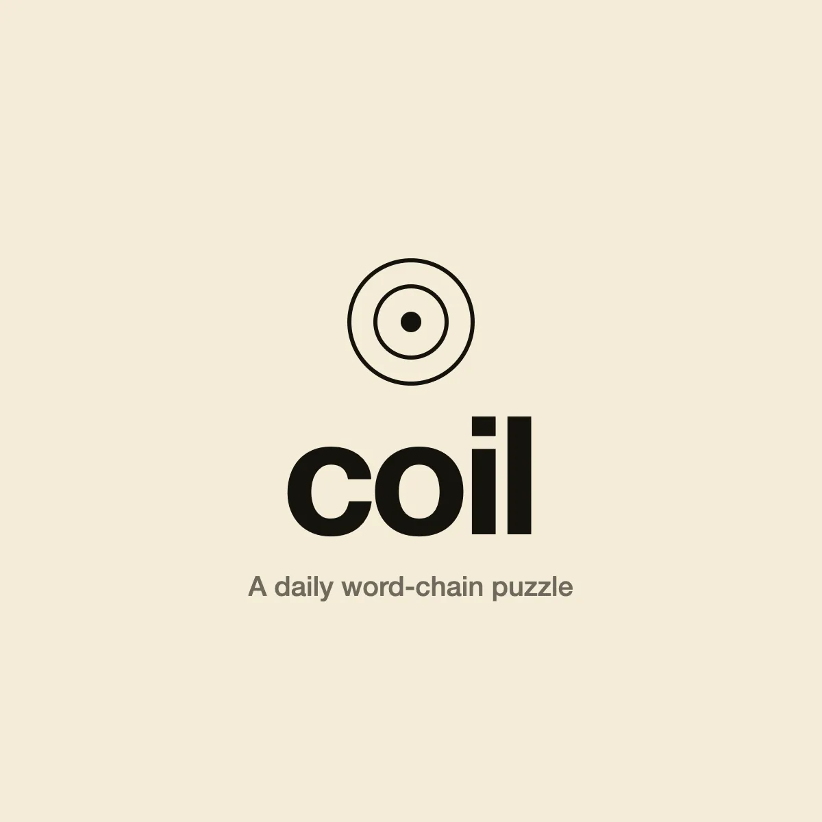 Coil logo, a set of rings above the word coil: a daily word-chain puzzle