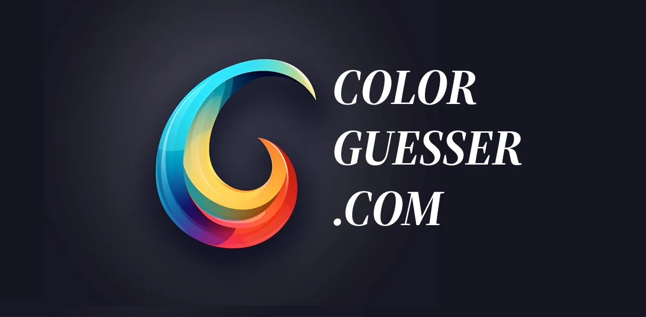 ColorGuesser logo: a swirl of blue, yellow and red beside the name COLORGUESSER.COM on a dark background