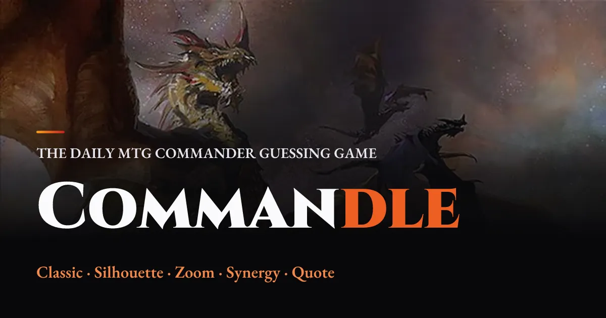 Commandle share art: dragon card art with the Commandle title and its five modes, Classic, Silhouette, Zoom, Synergy and Quote