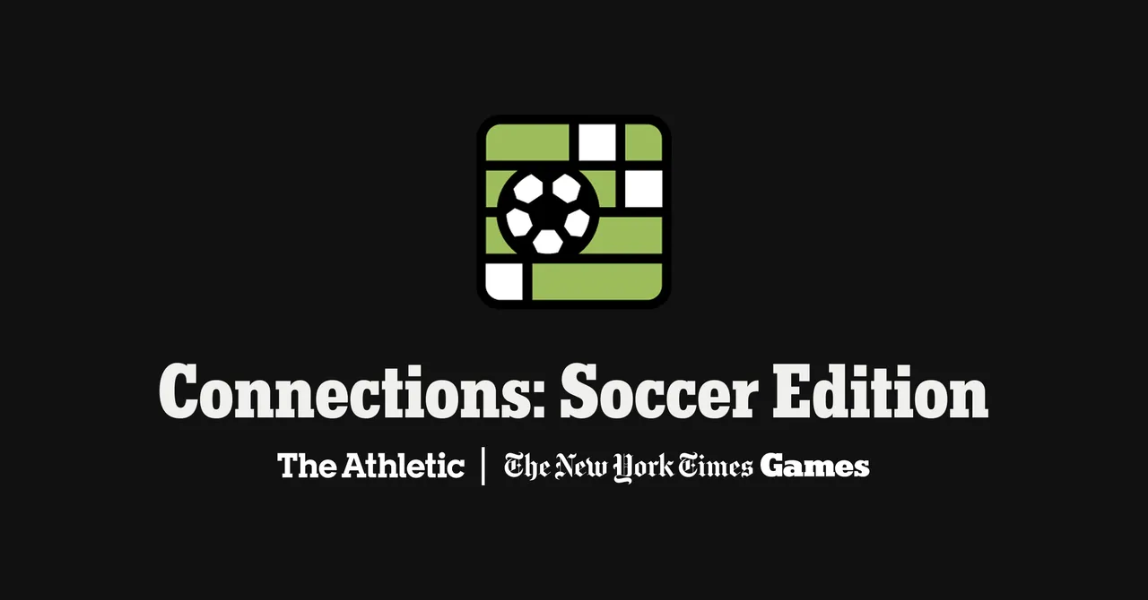 The Connections: Soccer Edition logo, a green and white tile grid with a soccer ball, above The Athletic and The New York Times Games names