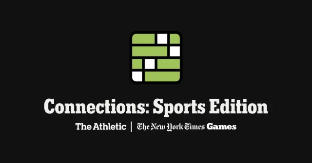 The Connections: Sports Edition logo, a grid of green and white tiles, with The Athletic and NYT Games names