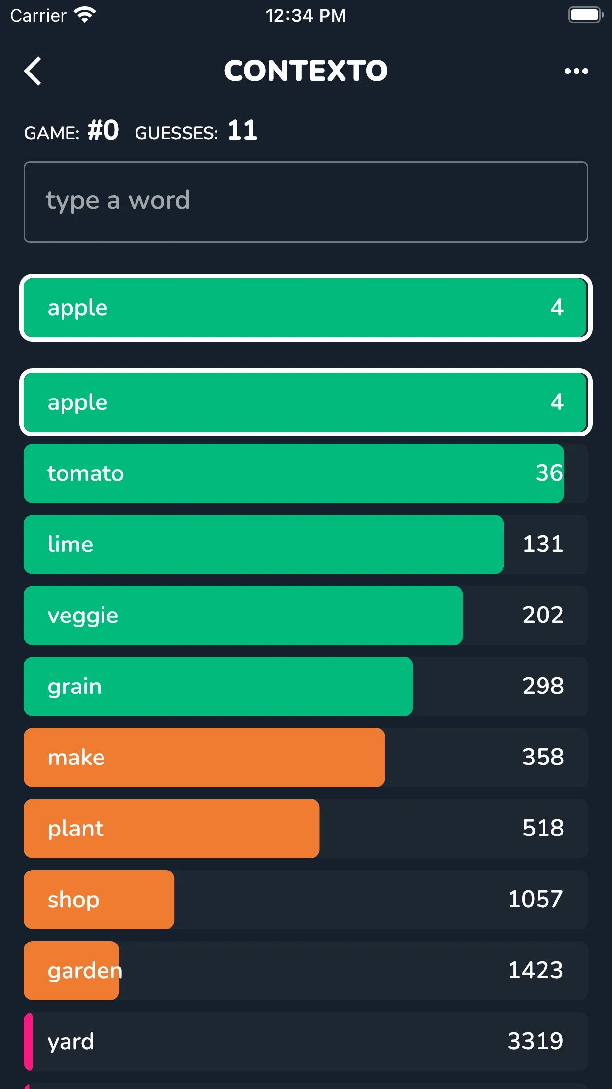 A Contexto screen from the official iPhone app