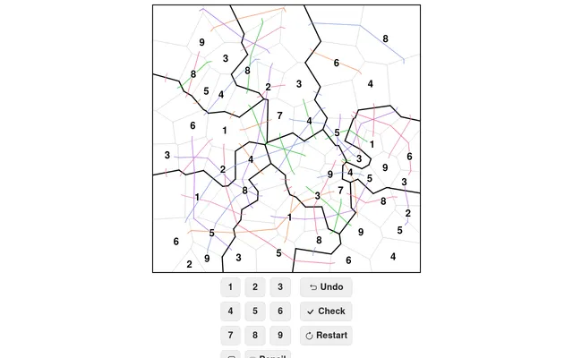 Today's Cracked Sudoku board on 19 October 2026: irregular polygon cells with givens, thick group outlines, coloured run lines and the number pad