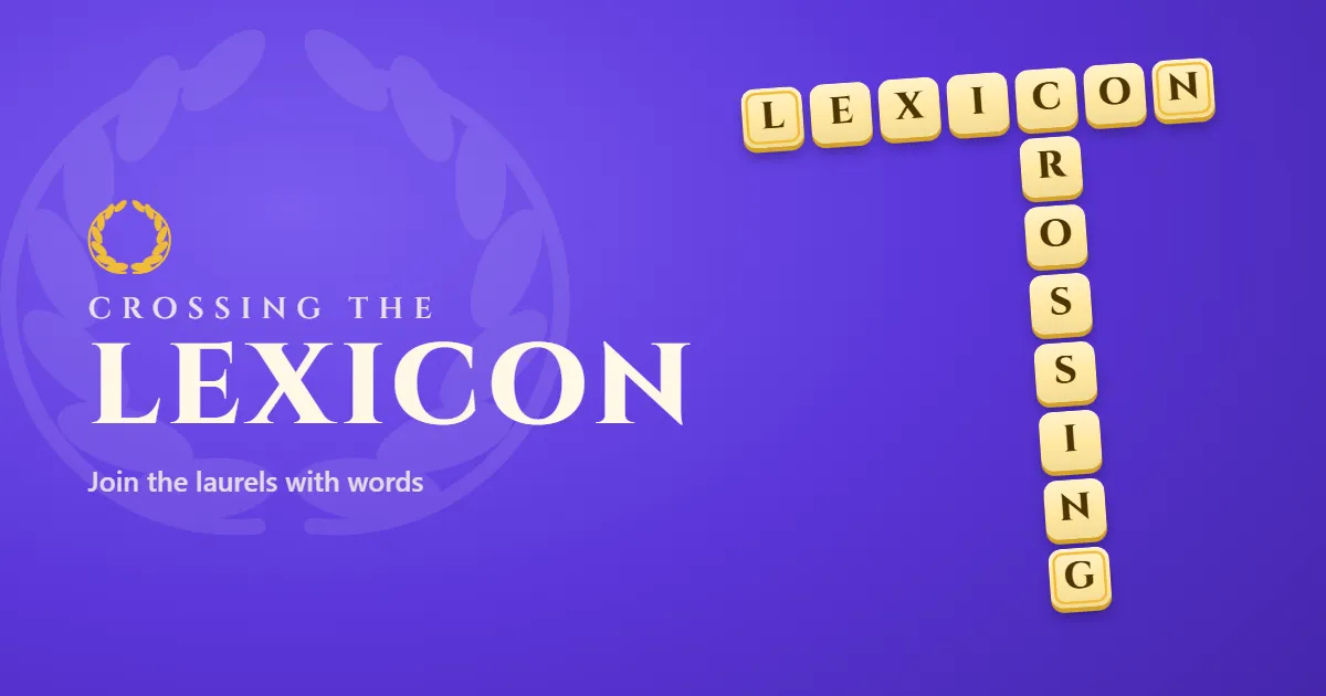 Crossing the Lexicon share art: the game's name beside letter tiles spelling LEXICON and CROSSING crossing each other