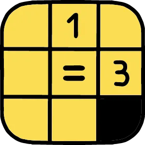 The Crucimates icon: a yellow grid with 1, an equals sign and 3