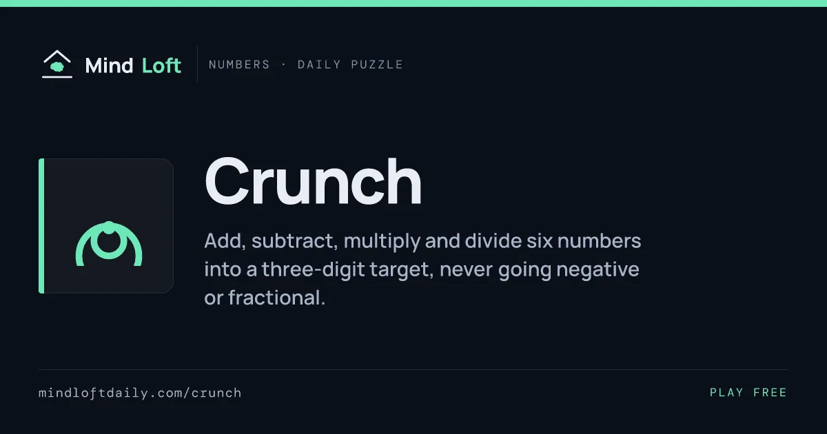 Crunch title card from Mind Loft: the game's icon, name and one-line description
