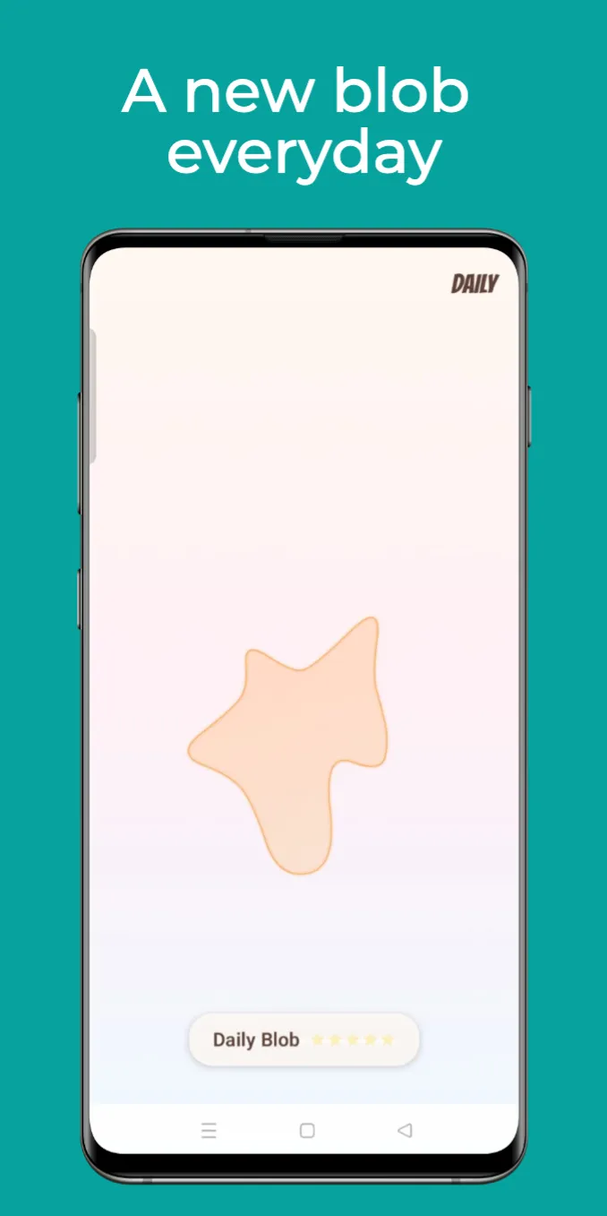 Cut In Half's Daily Mode on a phone: the day's blob, a pale star-like shape, waiting to be cut, under A new blob everyday