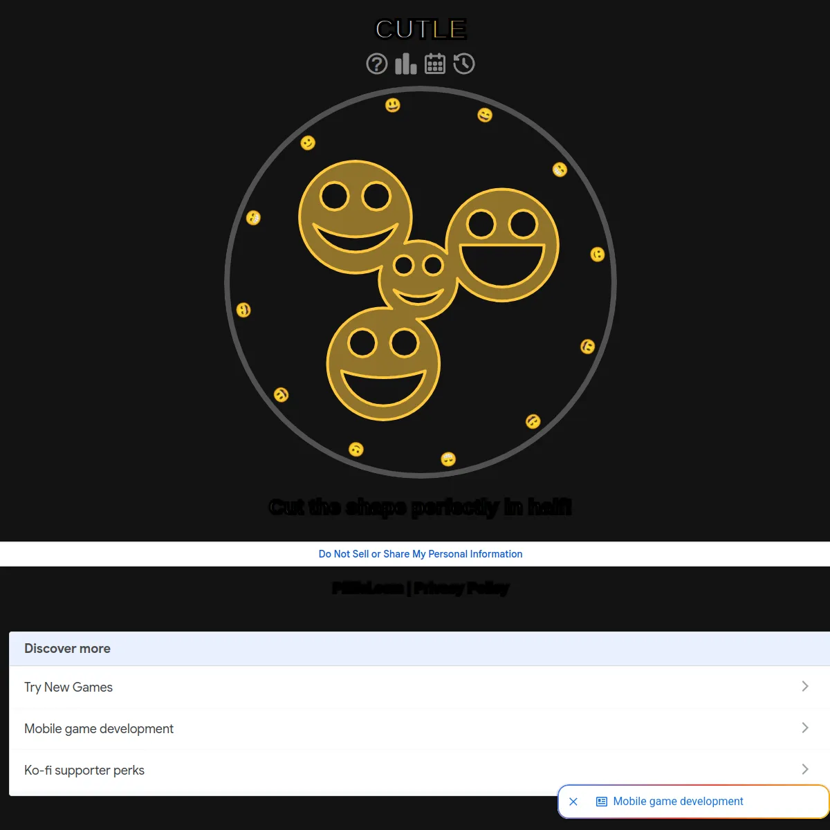 Cutle page with a shape made of four smiling faces inside a circle, waiting to be cut in half
