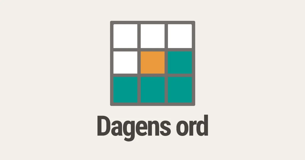 Dagens ord tile: a three by three grid of white, orange and green squares above the game's name