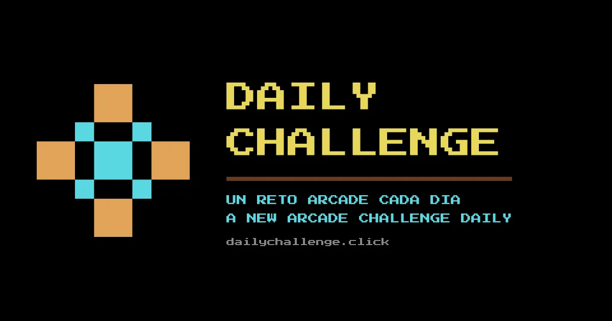 Daily Challenge title card: a pixel d-pad icon beside the words Daily Challenge, a new arcade challenge daily, dailychallenge.click